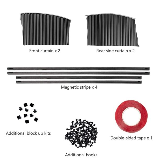 Universal Fit Magnetic Car Side Window Sunshade Curtains (4PCS) – Removable Privacy & Heat Protection, Pleated Black Magnetic Car Window Shades for Baby & UV Protection, Foldable & Easy to Use