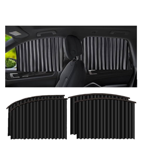 Universal Fit Magnetic Car Side Window Sunshade Curtains (4PCS) – Removable Privacy & Heat Protection, Pleated Black Magnetic Car Window Shades for Baby & UV Protection, Foldable & Easy to Use