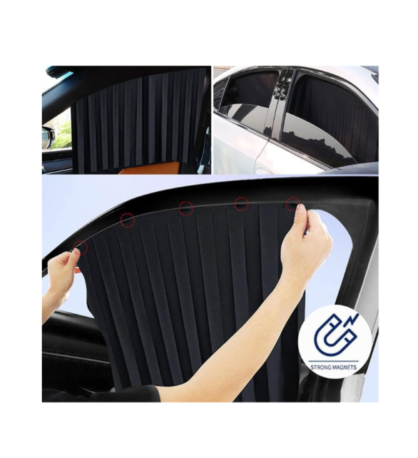 Universal Fit Magnetic Car Side Window Sunshade Curtains (4PCS) – Removable Privacy & Heat Protection, Pleated Black Magnetic Car Window Shades for Baby & UV Protection, Foldable & Easy to Use